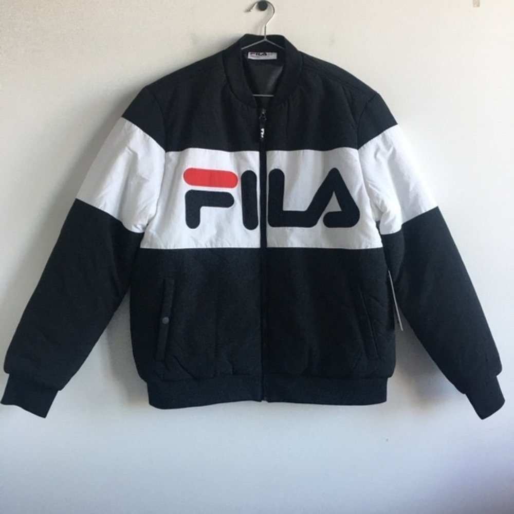 Fila Duccio Bomber Zip Up Black Jacket With Logo Small - Picture 2 of 11